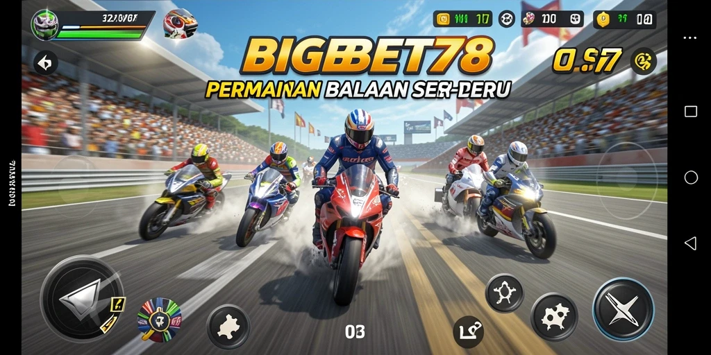 Screenshot penuh aksi dari gameplay balapan di BIGBET78.