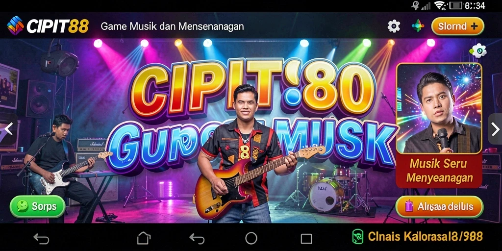Tampilan gameplay seru dalam CIPIT88 dengan irama musik yang menarik.