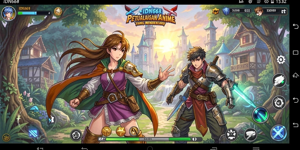 Tampilan gameplay seru IDN668 dengan karakter anime favorit.