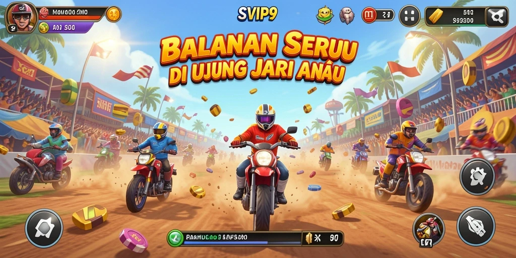 Tangkapan layar menunjukkan momen mendebarkan dalam balapan di SVIP9.