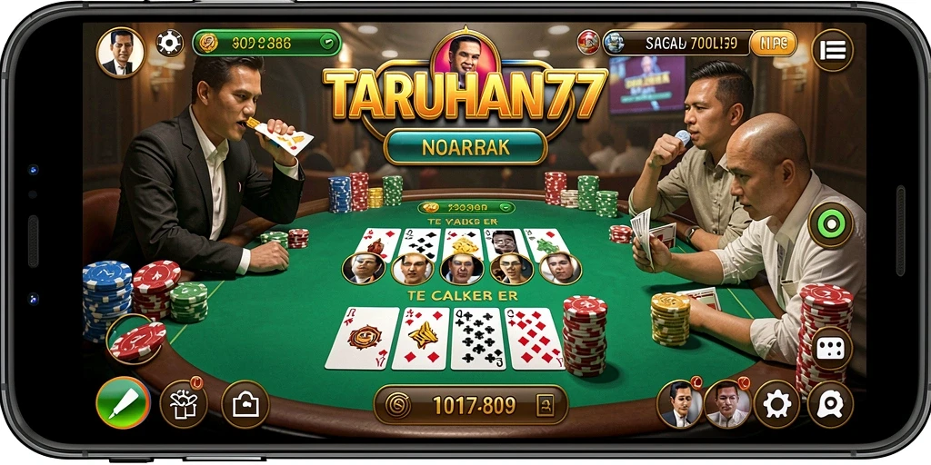 Screenshot TARUHAN77 menampilkan suasana seru permainan Poker.