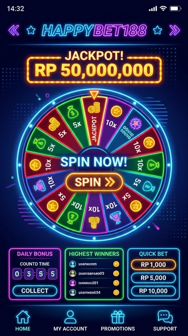Tampilan antarmuka aplikasi happybet188 yang menarik.
